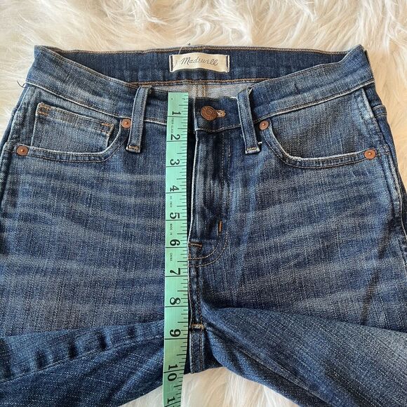 Madewell Womens 9" High Rise Skinny Jeans Size 25 Medium Wash Raw Hem Distressed - Picture 8 of 10